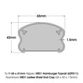 Aluminium HR31 Ladies Waist End Cap (65 x 42 x 1.5mm) - 6541LWC